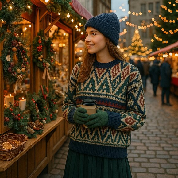 🧥 Vintage Stoneriver Outfitters Geometric Knit Sweater (Made in Korea) - Picture 3 of 14